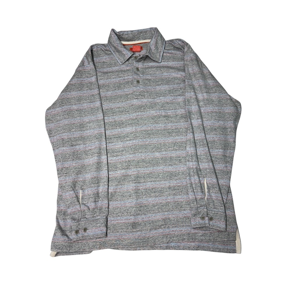 Faconnable Jeans Mens XL Striped Long Sleeve Polo Shirt Pocket Casual
